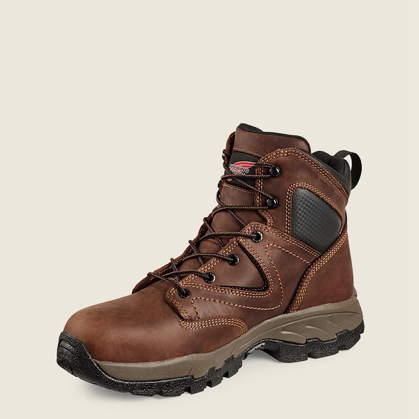 Red Wing Hiking Boots Brown/Black - Mens Truhiker - 6-inch Safety Toe - 3714-FVLUN